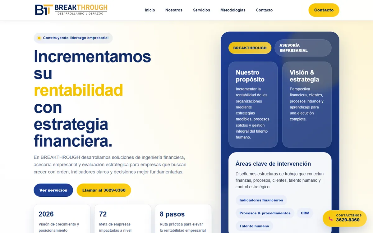 Sitio web de Breakthrough diseñado por Kreativo