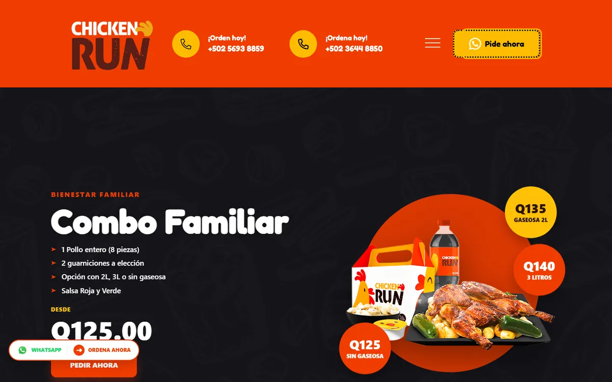 Sitio web de Chicken Run diseñado por Kreativo