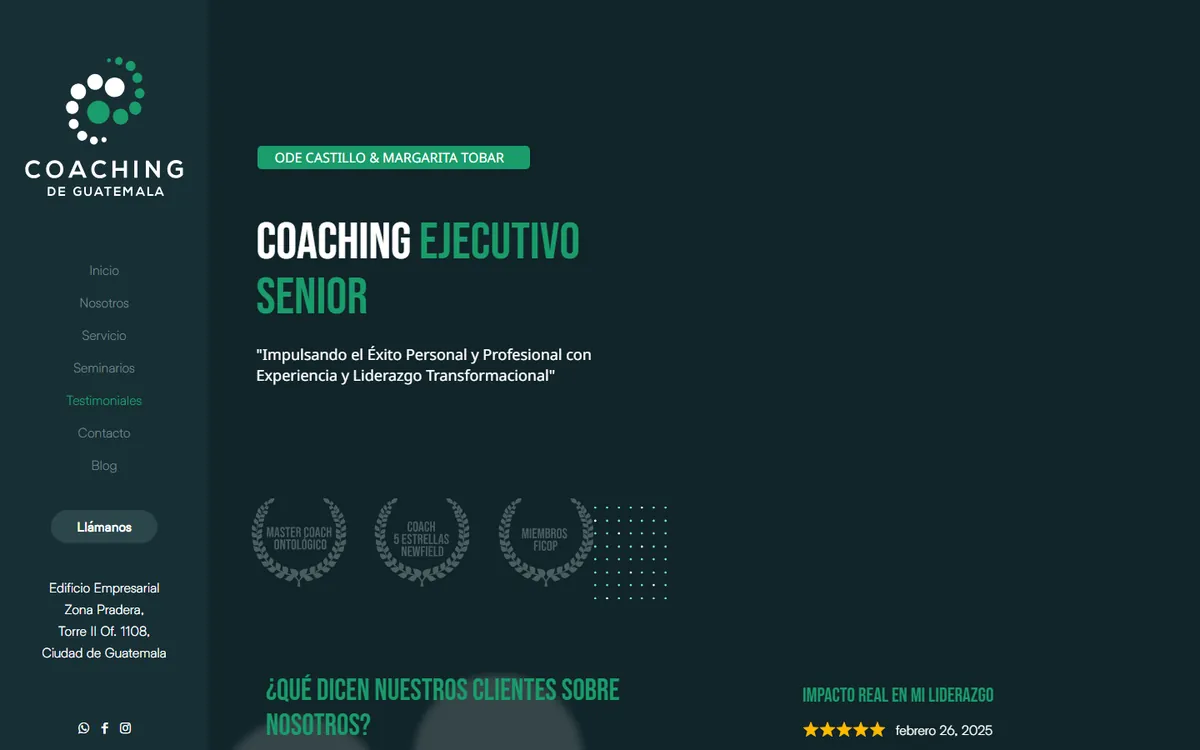 Sitio web de Coaching de Guatemala diseñado por Kreativo