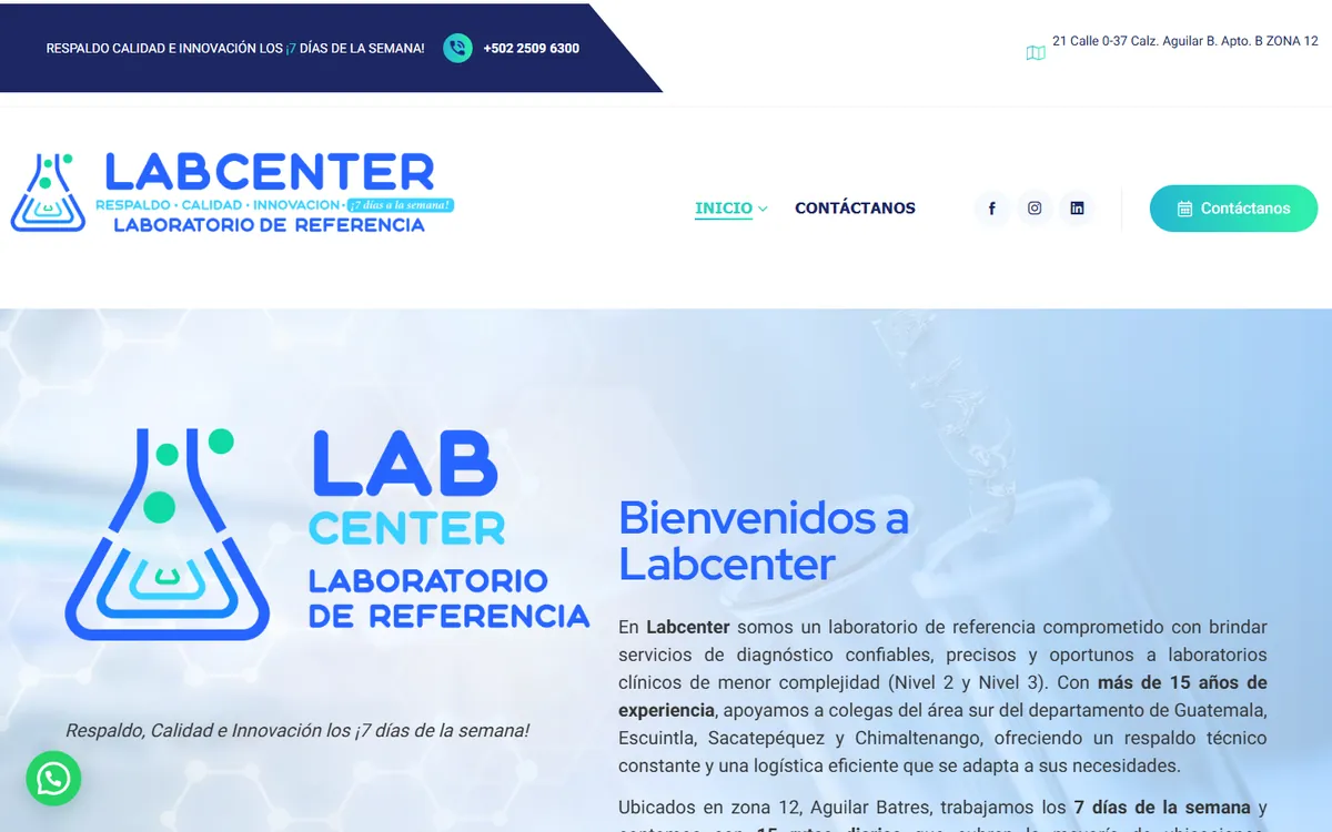Sitio web de Lab Center diseñado por Kreativo