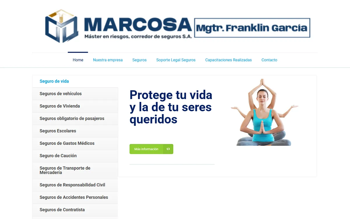 Sitio web de Master en Riesgos · MARCOSA diseñado por Kreativo