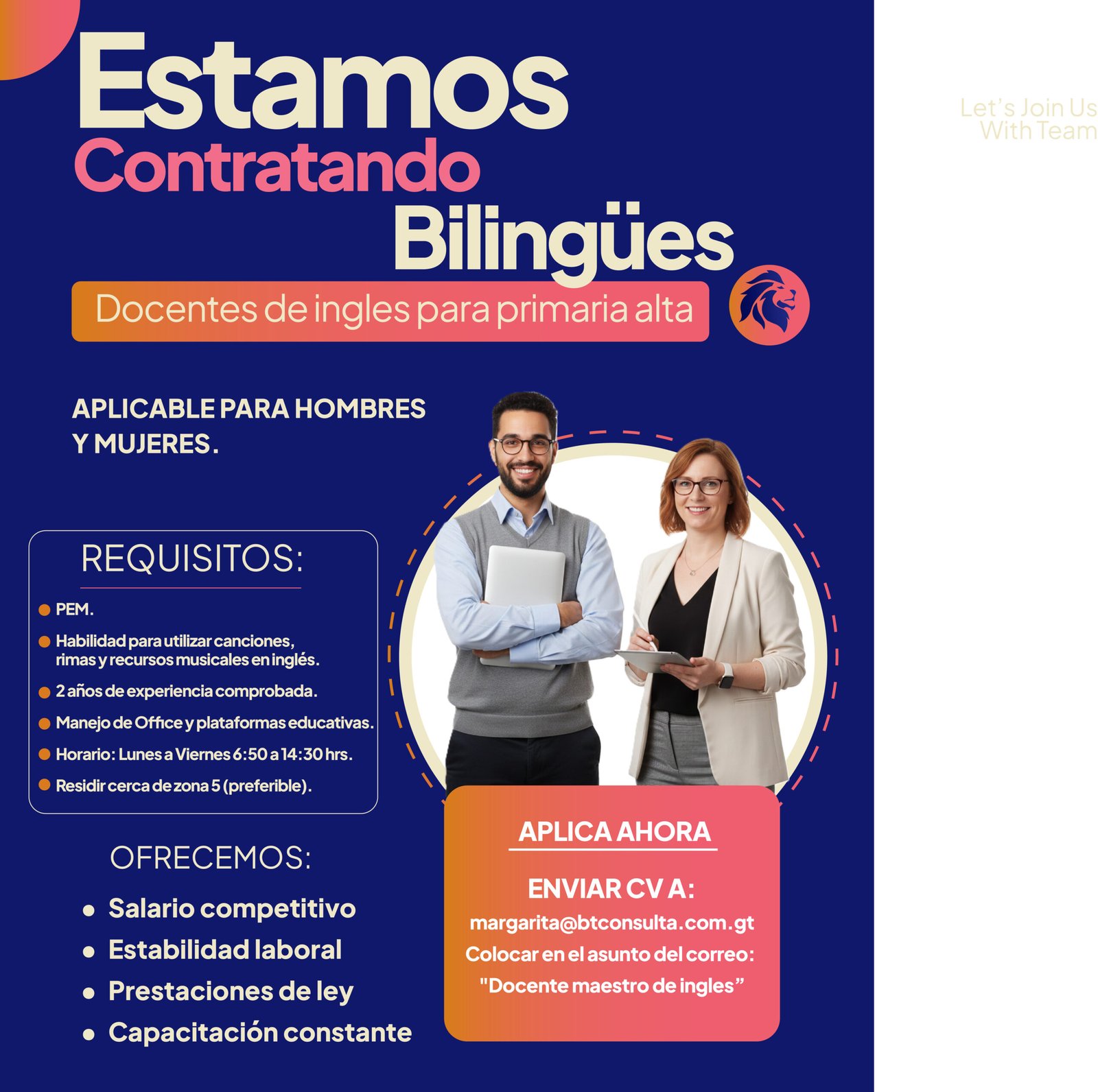 Docente de ingles para primaria alta